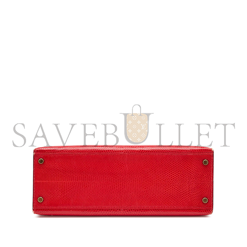 HERMÈS MASTER FLAG RED LIZARD KELLY 28 GOLD HARDWARE (28*22*10cm) 